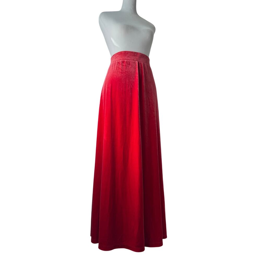 Jessica London Red Velvet Elastic Waist Stretchy A-Line Maxi Skirt